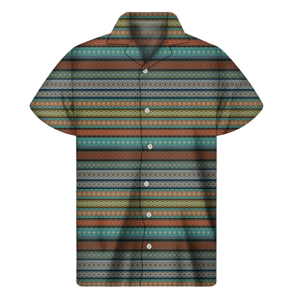 Indian Ethnic Pattern Print Men's Short Sleeve Shirt