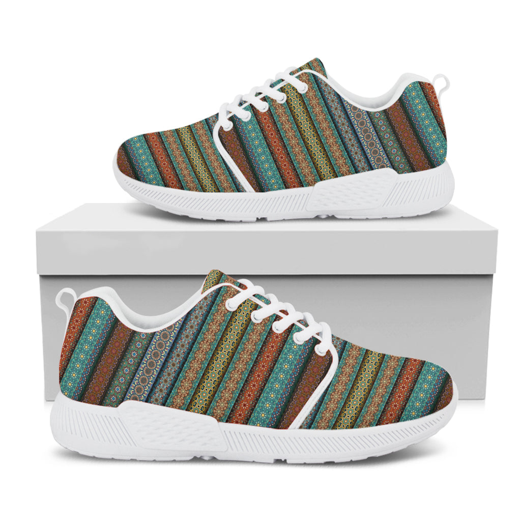 Indian Ethnic Pattern Print White Athletic Shoes