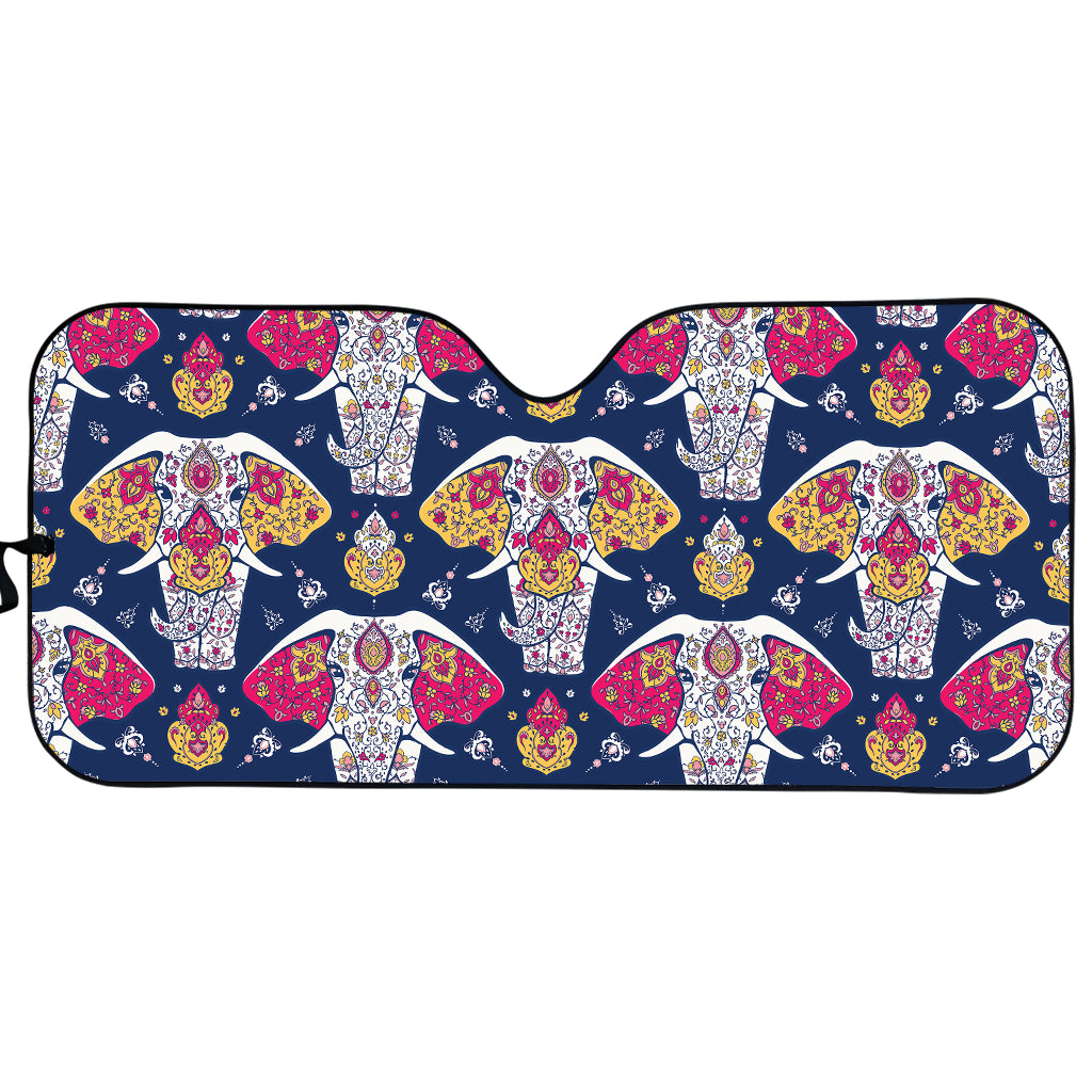 Indian Floral Elephant Pattern Print Car Sun Shade