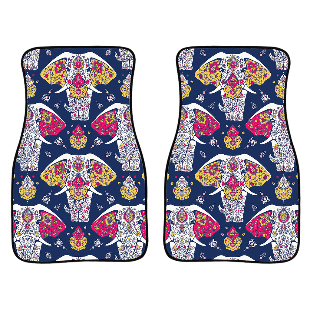 Indian Floral Elephant Pattern Print Front Car Floor Mats