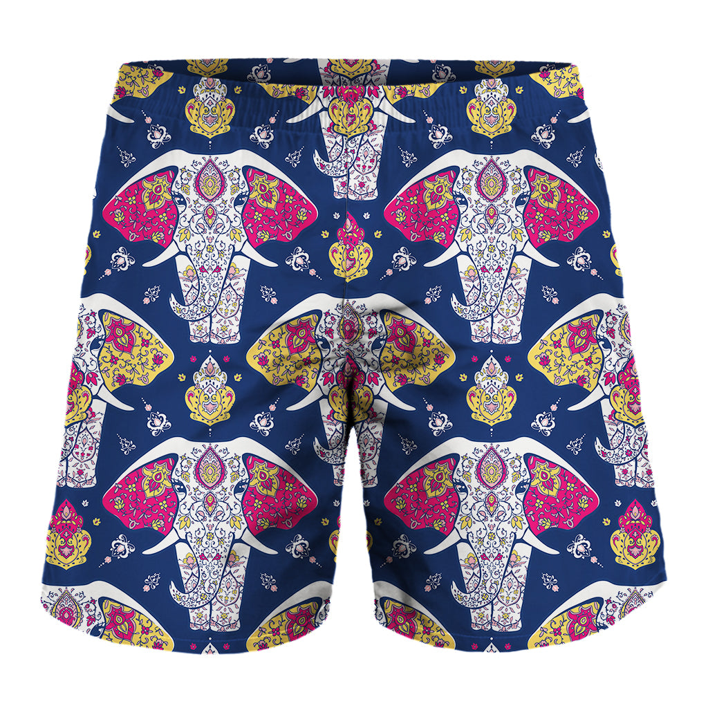 Indian Floral Elephant Pattern Print Men's Shorts