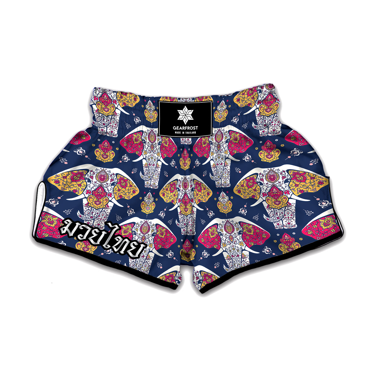 Indian Floral Elephant Pattern Print Muay Thai Boxing Shorts