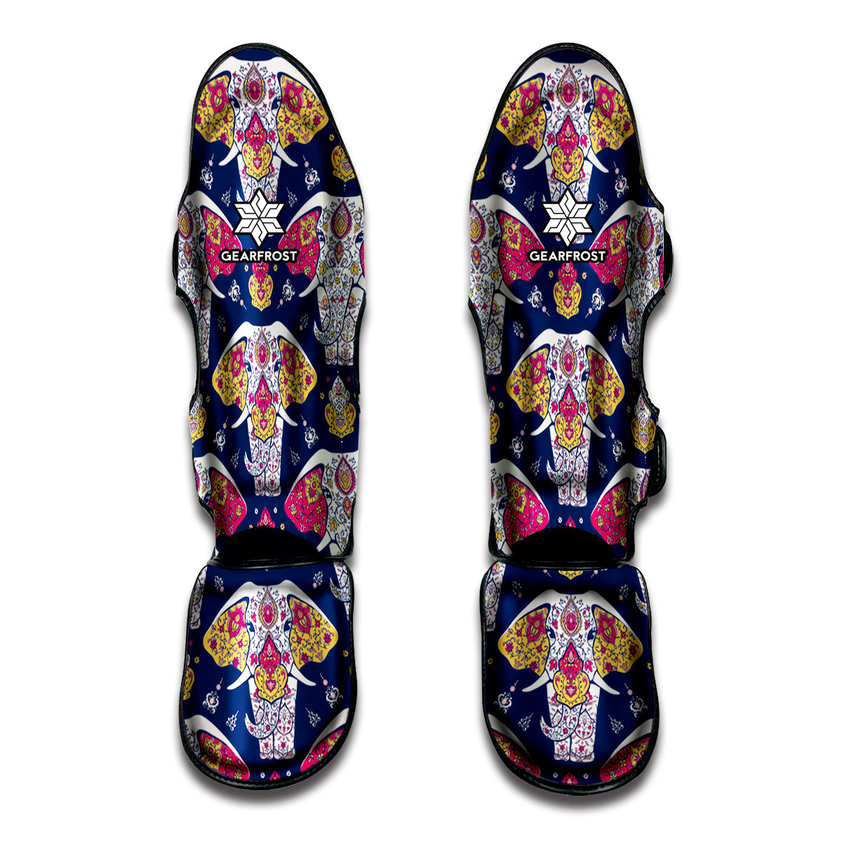 Indian Floral Elephant Pattern Print Muay Thai Shin Guards