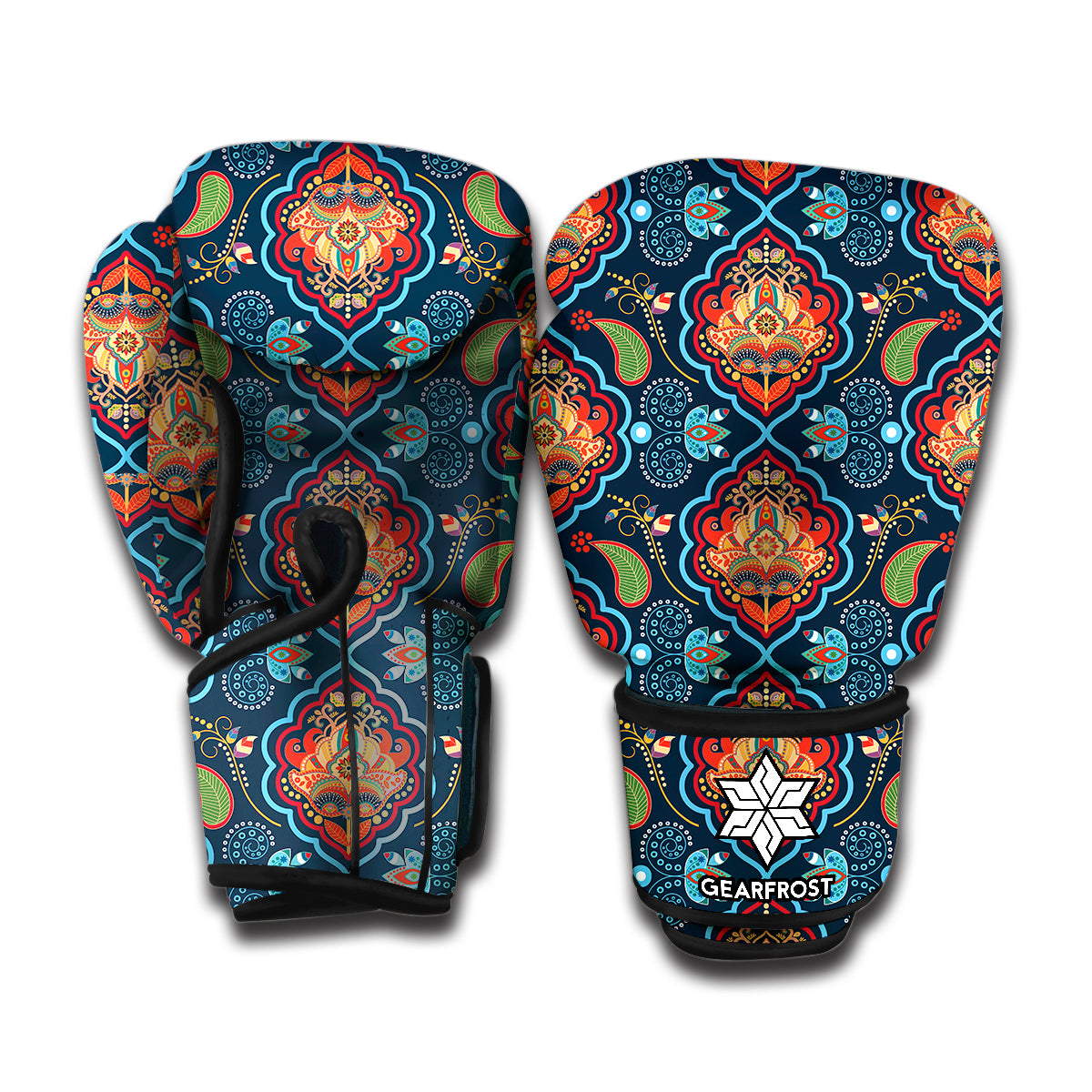 Indian Floral Paisley Pattern Print Boxing Gloves