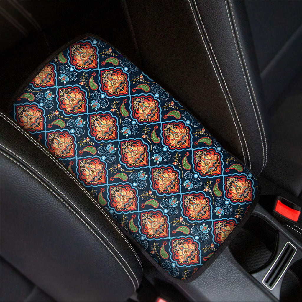 Indian Floral Paisley Pattern Print Car Center Console Cover