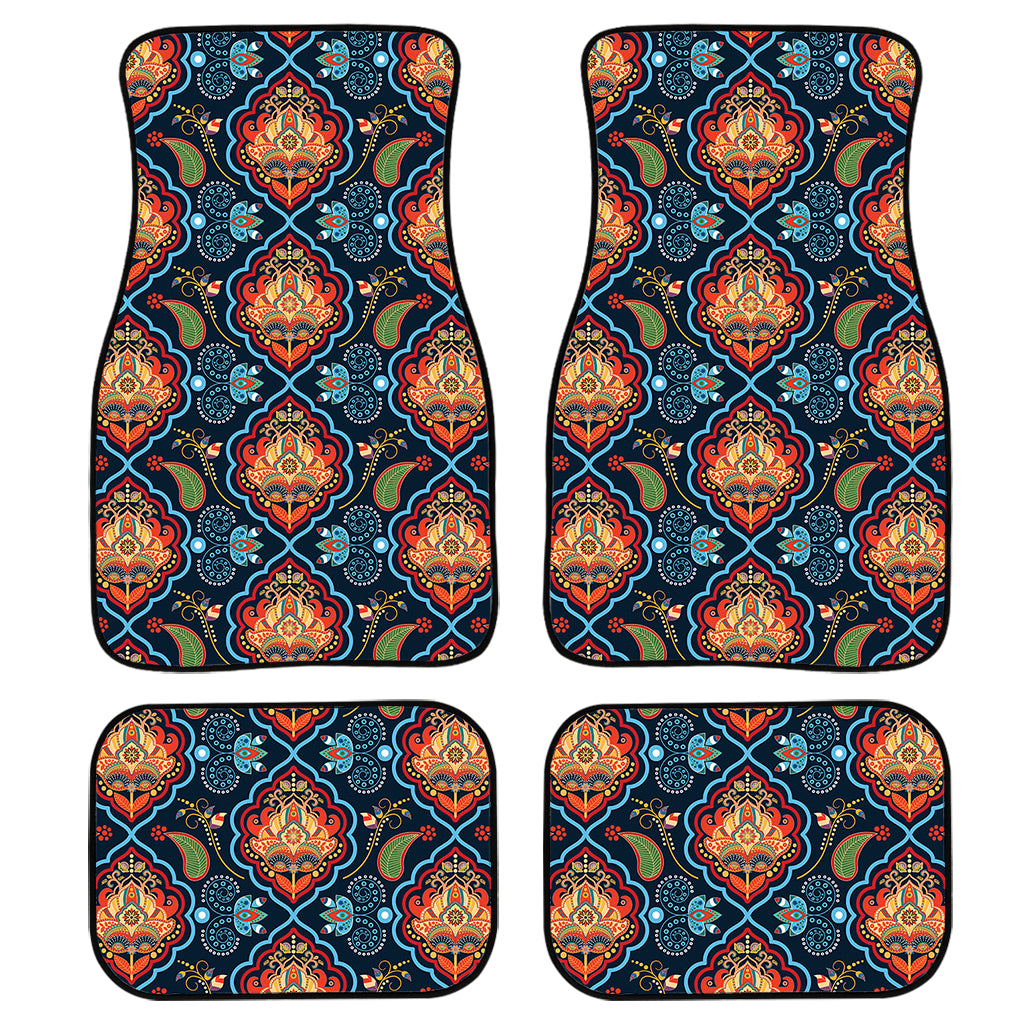 Indian Floral Paisley Pattern Print Front and Back Car Floor Mats