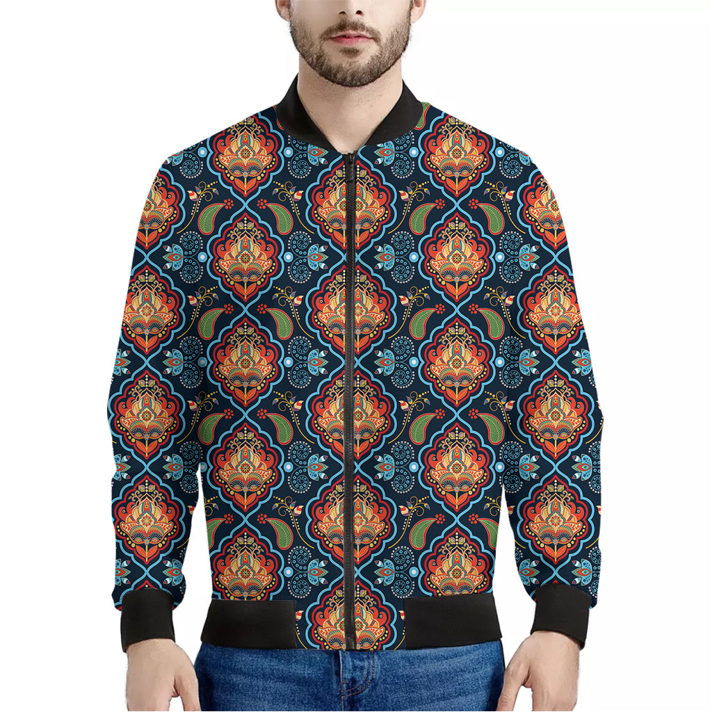 Indian Floral Paisley Pattern Print Men's Bomber Jacket