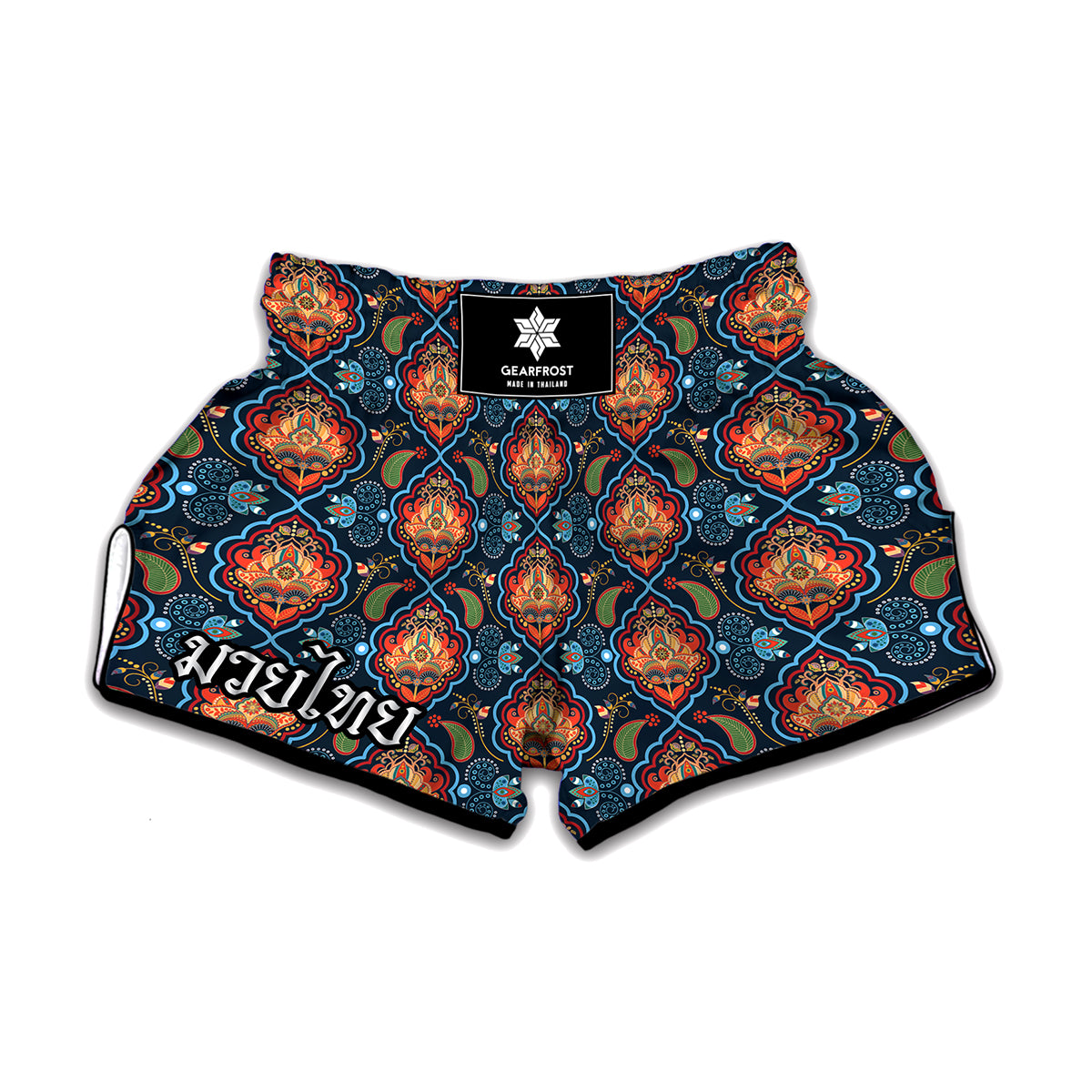 Indian Floral Paisley Pattern Print Muay Thai Boxing Shorts