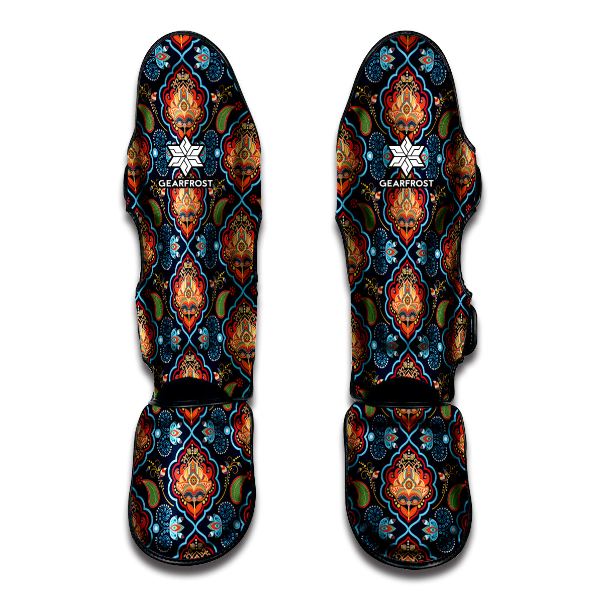 Indian Floral Paisley Pattern Print Muay Thai Shin Guards