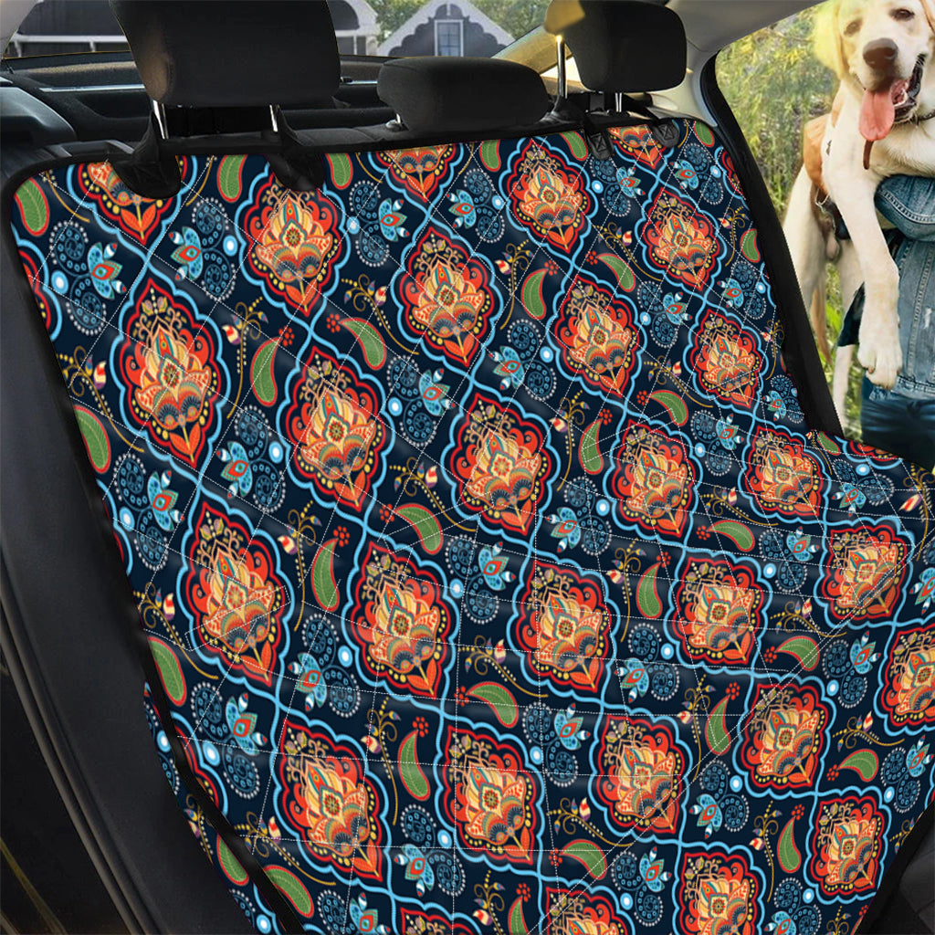 Indian Floral Paisley Pattern Print Pet Car Back Seat Cover