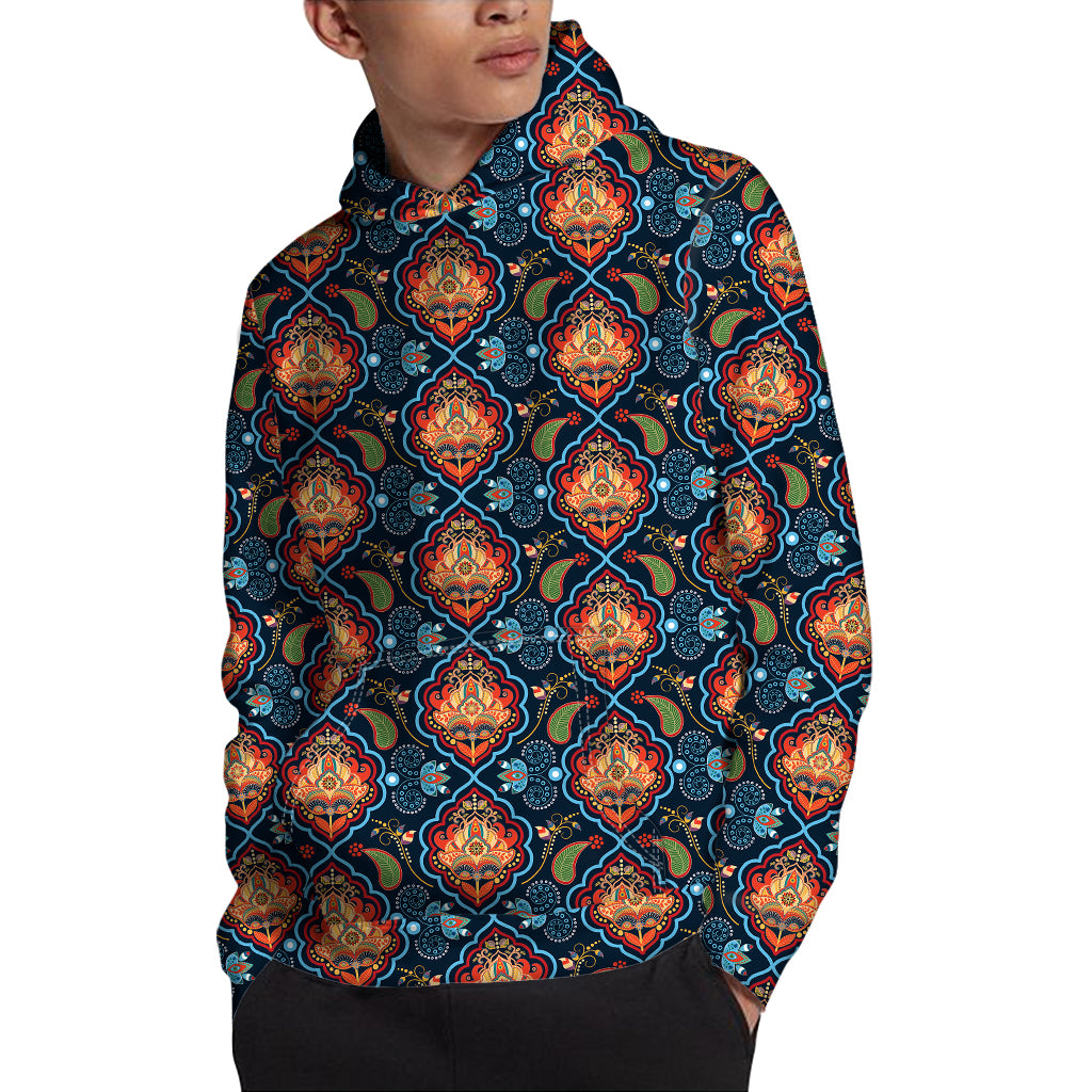 Indian Floral Paisley Pattern Print Pullover Hoodie