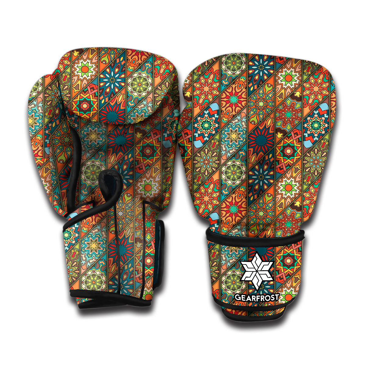 Indian Floral Patchwork Pattern Print Boxing Gloves