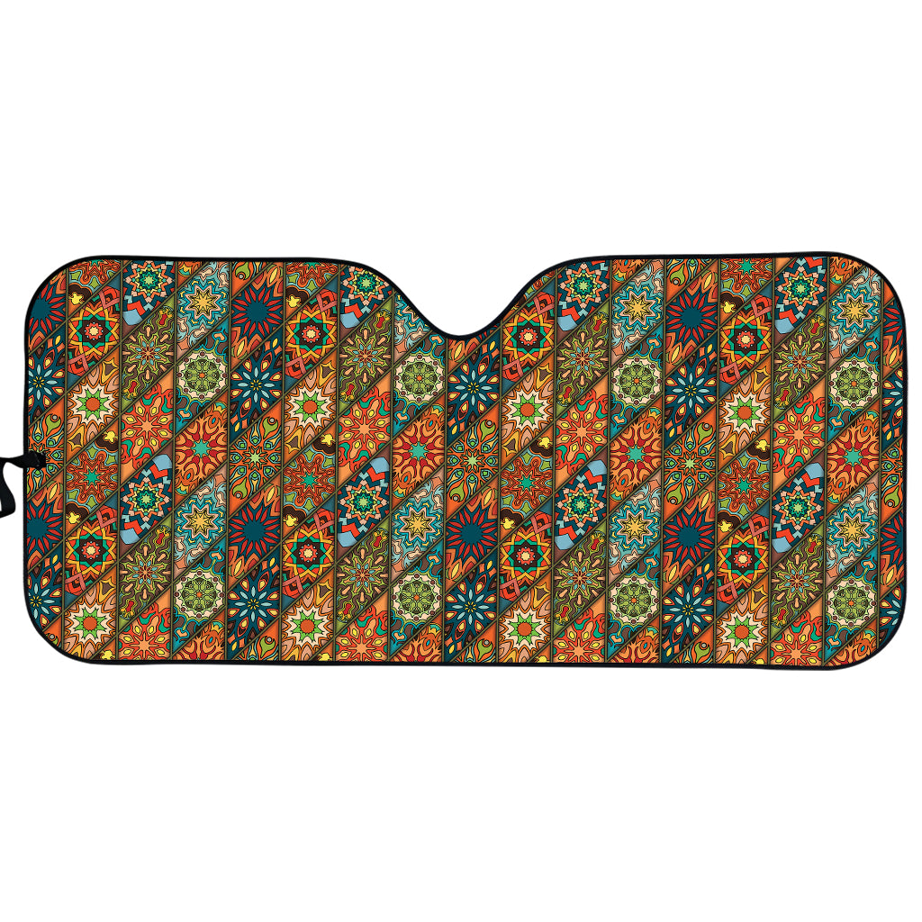 Indian Floral Patchwork Pattern Print Car Sun Shade