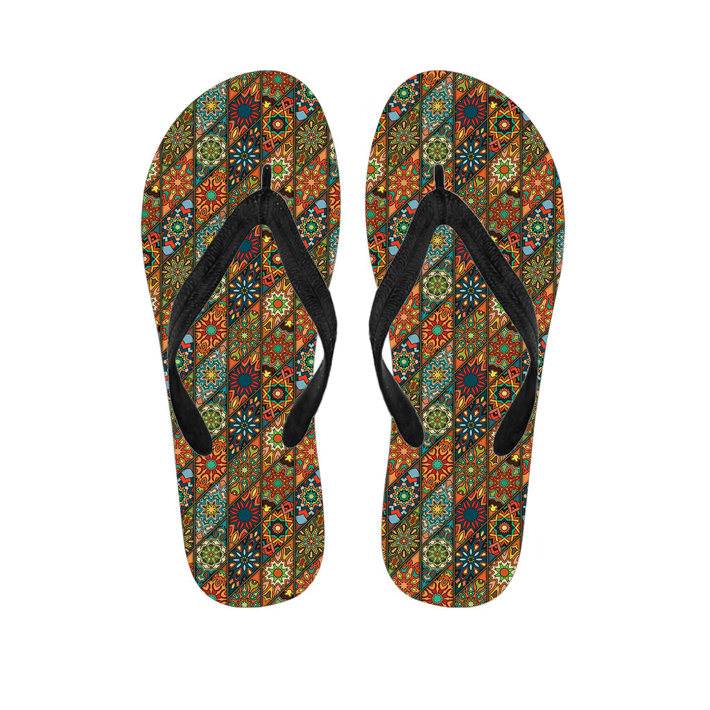 Indian Floral Patchwork Pattern Print Flip Flops