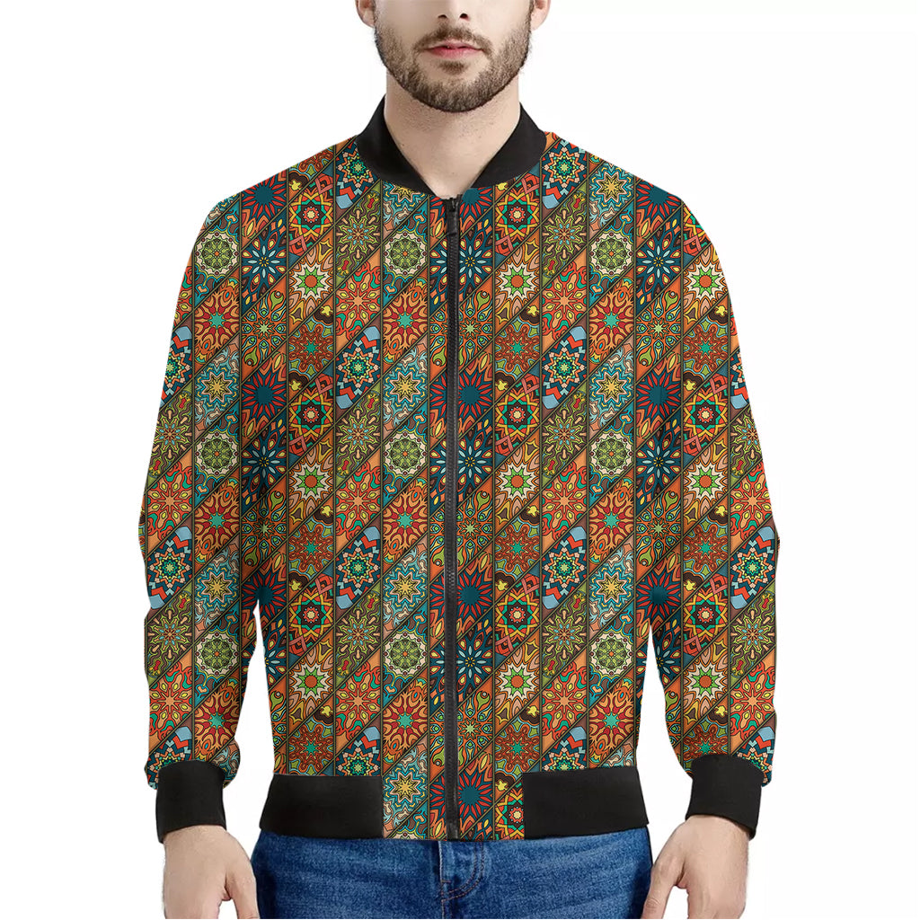 Indian Floral Patchwork Pattern Print Men's Bomber Jacket