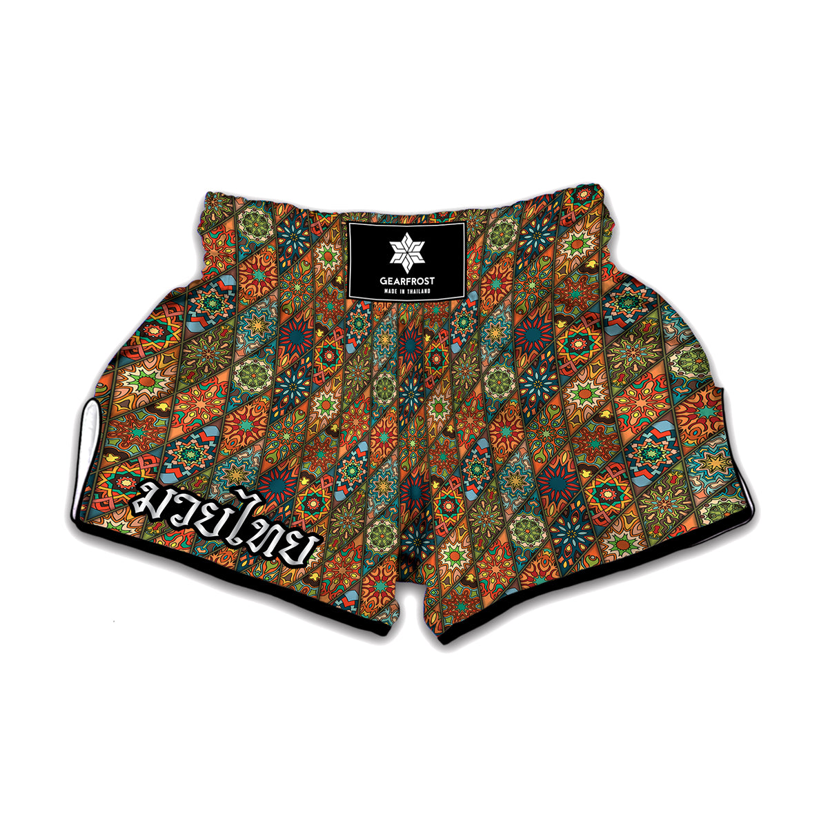 Indian Floral Patchwork Pattern Print Muay Thai Boxing Shorts