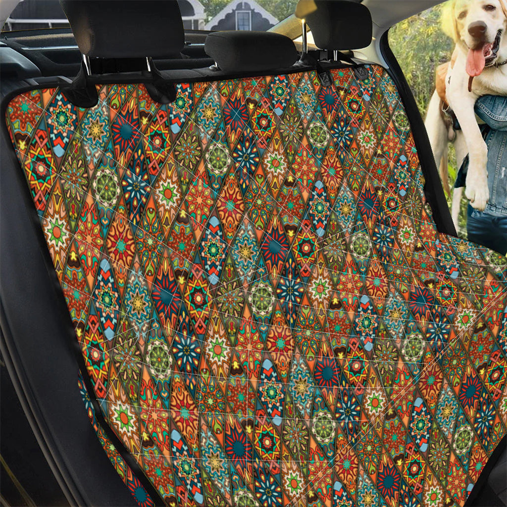 Indian Floral Patchwork Pattern Print Pet Car Back Seat Cover