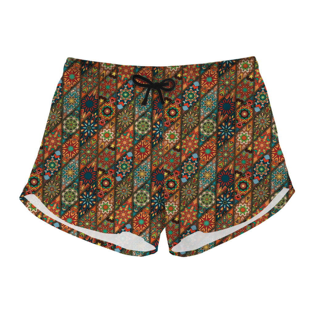 Indian Floral Patchwork Pattern Print Women's Shorts