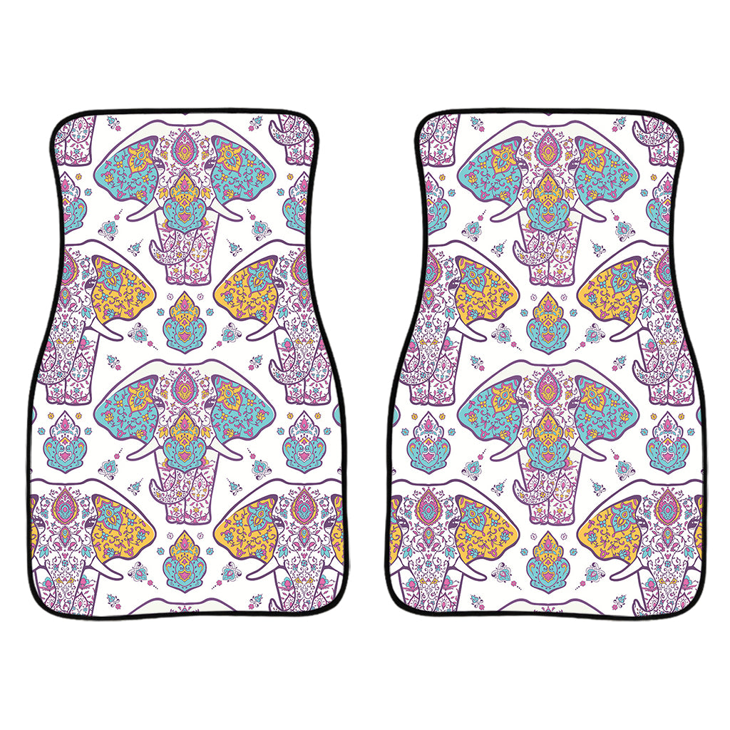 Indian Flower Elephant Pattern Print Front Car Floor Mats