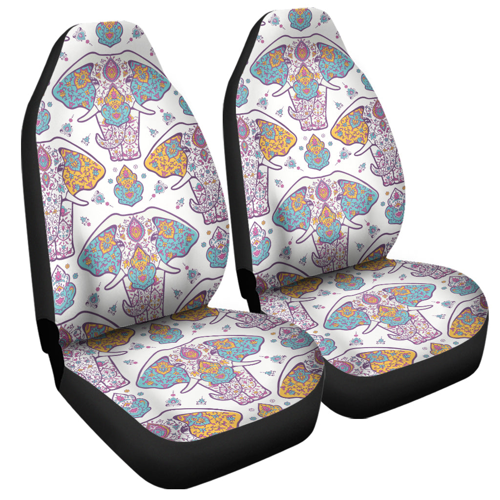 Indian Flower Elephant Pattern Print Universal Fit Car Seat Covers