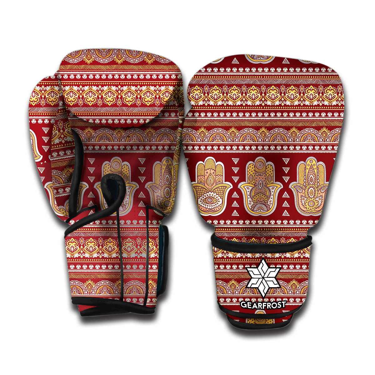 Indian Hamsa Hand Print Boxing Gloves