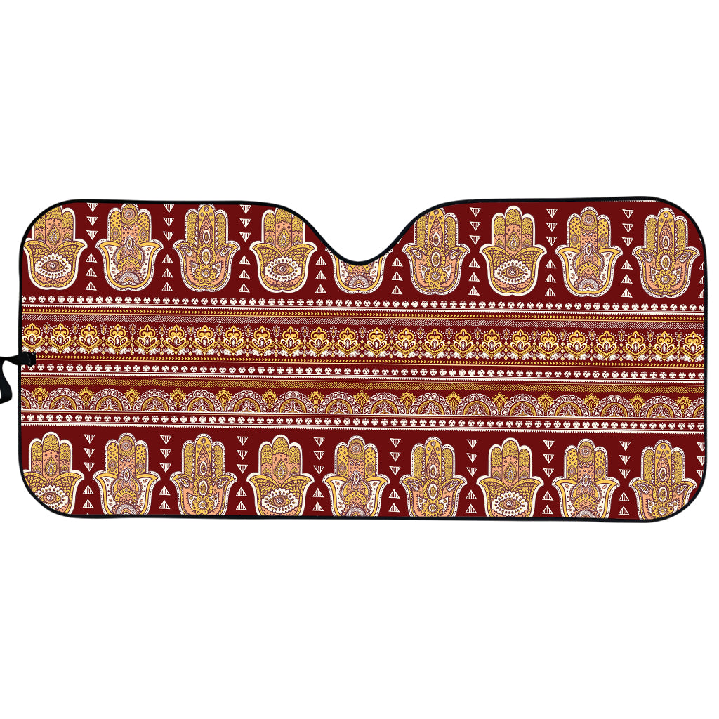 Indian Hamsa Hand Print Car Sun Shade