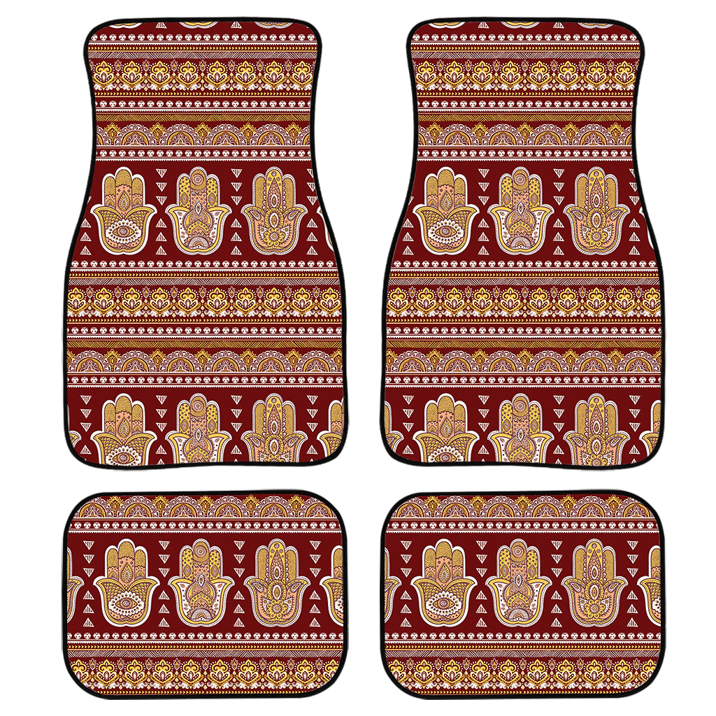 Indian Hamsa Hand Print Front and Back Car Floor Mats