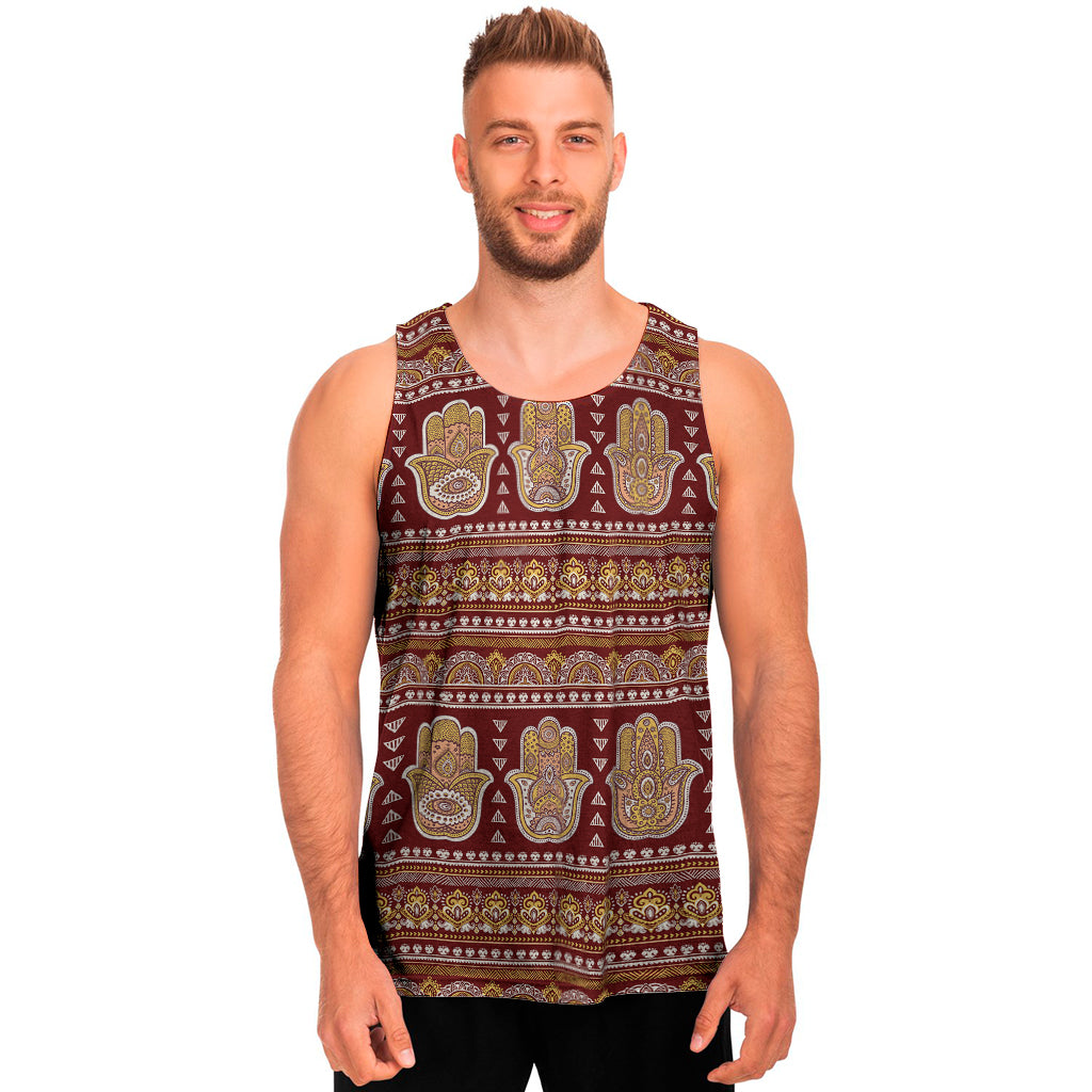 Indian Hamsa Hand Print Men's Tank Top