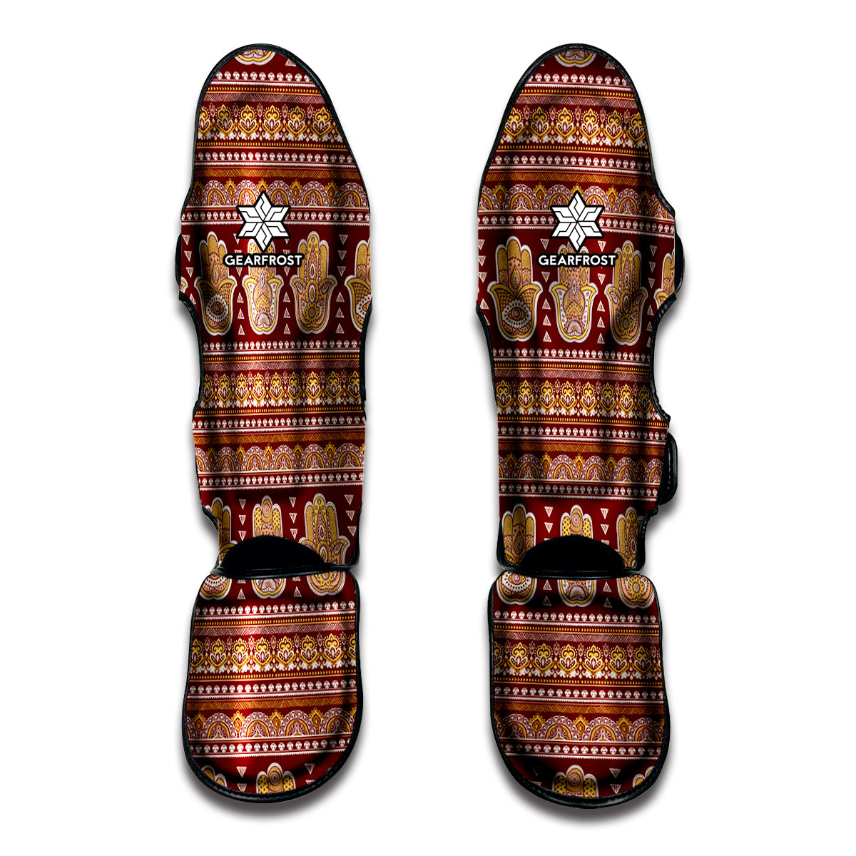 Indian Hamsa Hand Print Muay Thai Shin Guards