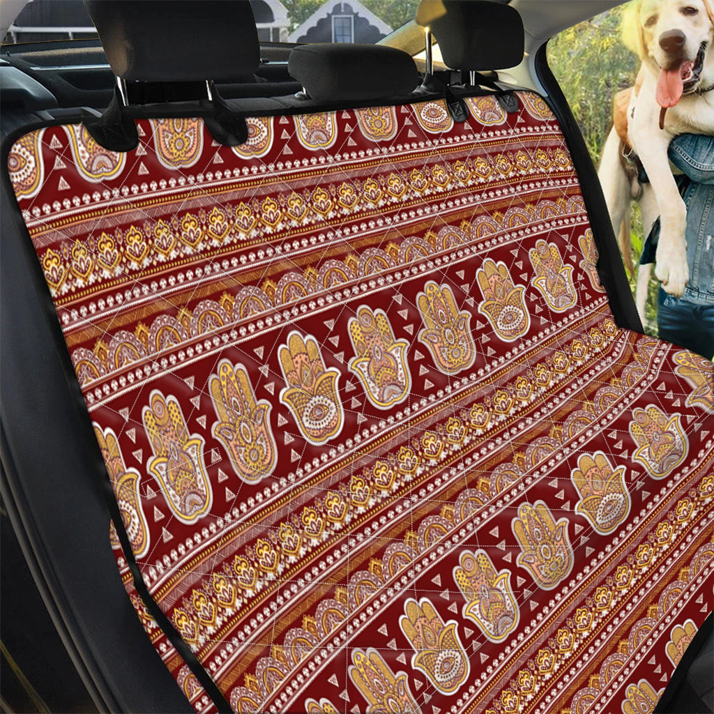 Indian Hamsa Hand Print Pet Car Back Seat Cover