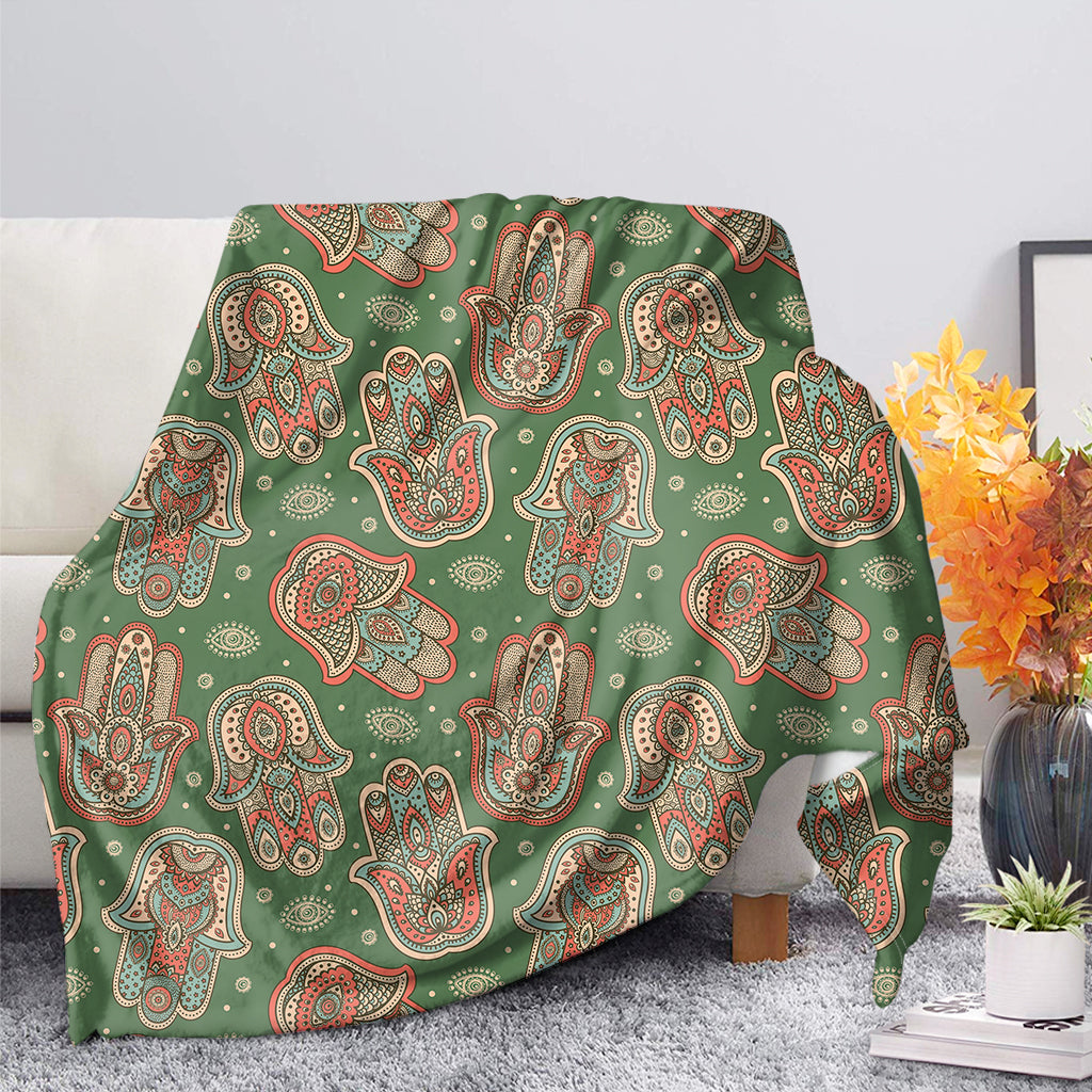 Indian Hamsa Pattern Print Blanket