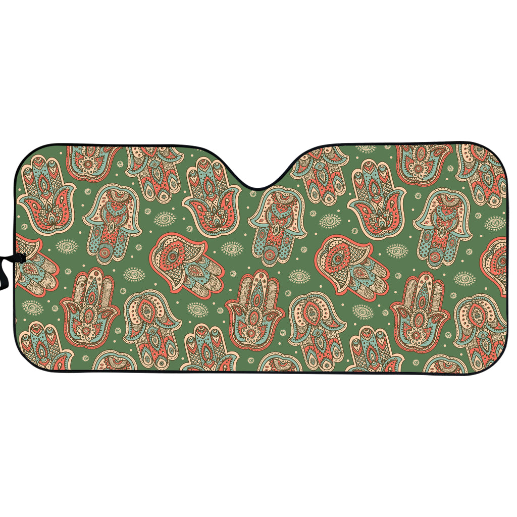 Indian Hamsa Pattern Print Car Sun Shade