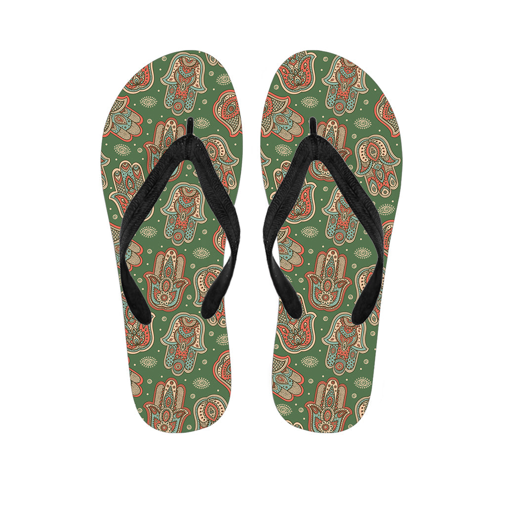 Indian Hamsa Pattern Print Flip Flops