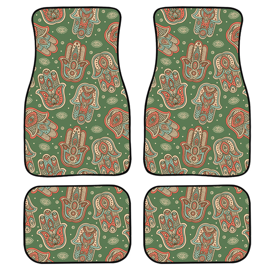 Indian Hamsa Pattern Print Front and Back Car Floor Mats