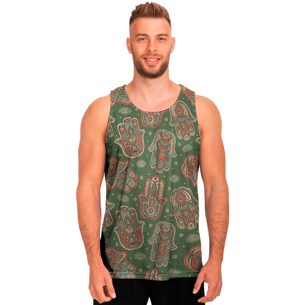 Indian Hamsa Pattern Print Men's Tank Top