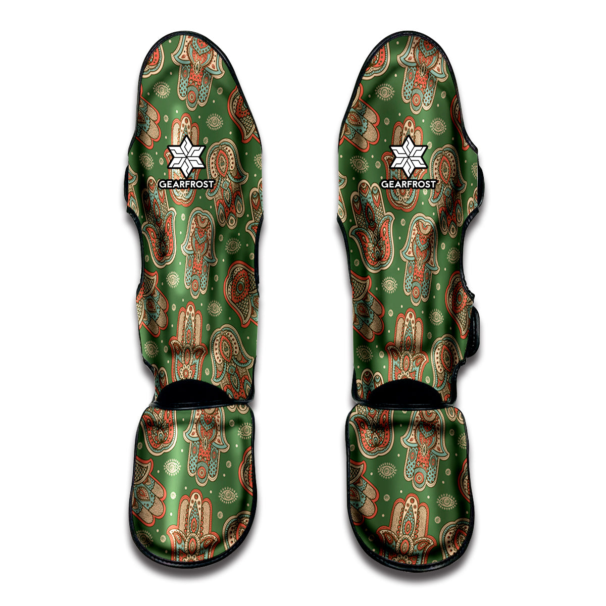 Indian Hamsa Pattern Print Muay Thai Shin Guards