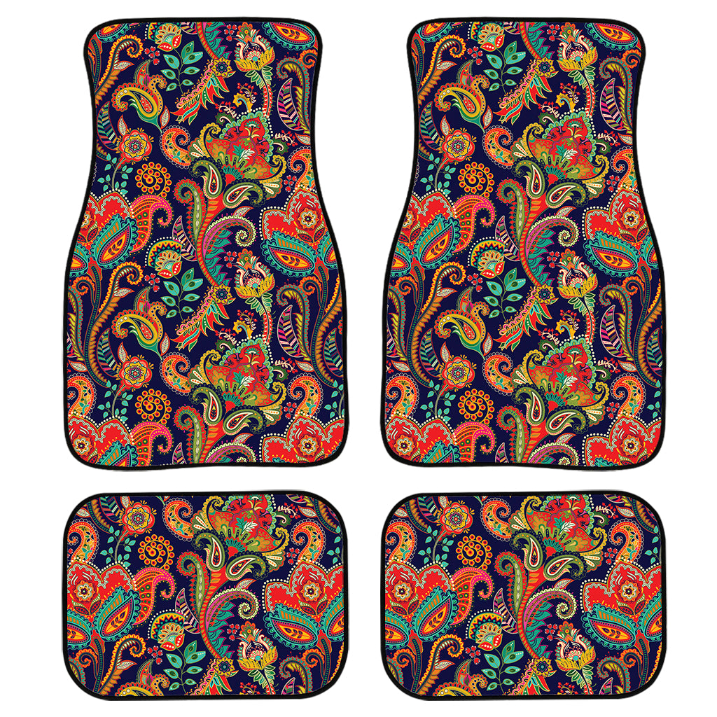 Indian Paisley Pattern Print Front and Back Car Floor Mats