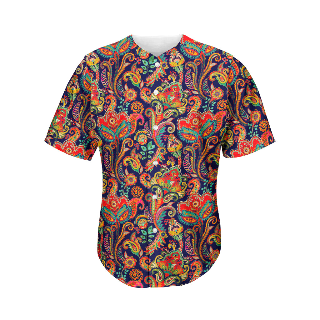 Indian Paisley Pattern Print Men's Baseball Jersey