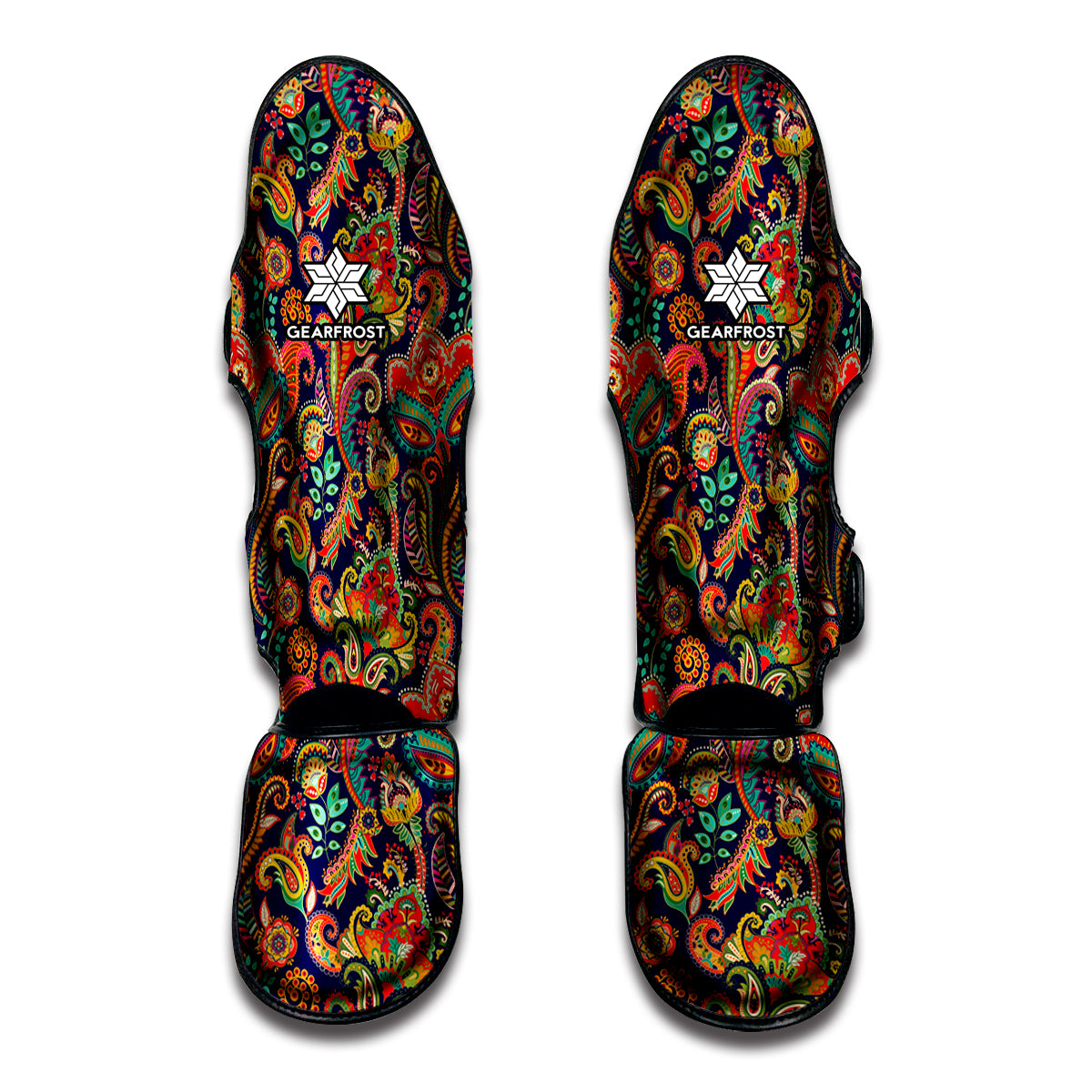 Indian Paisley Pattern Print Muay Thai Shin Guards