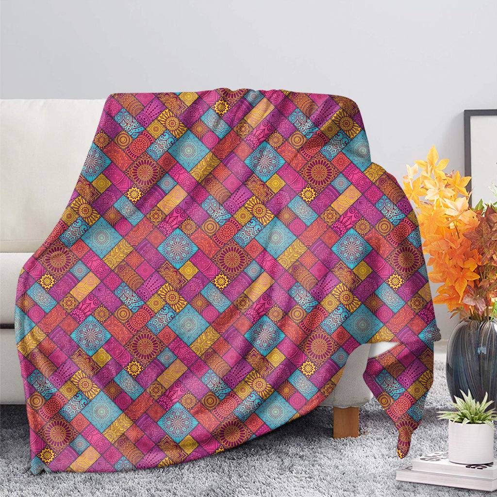 Indian Patchwork Pattern Print Blanket