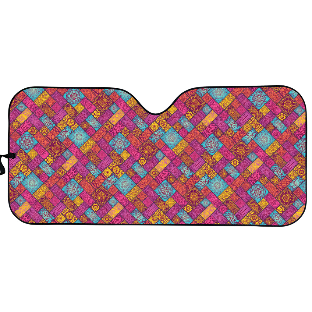 Indian Patchwork Pattern Print Car Sun Shade