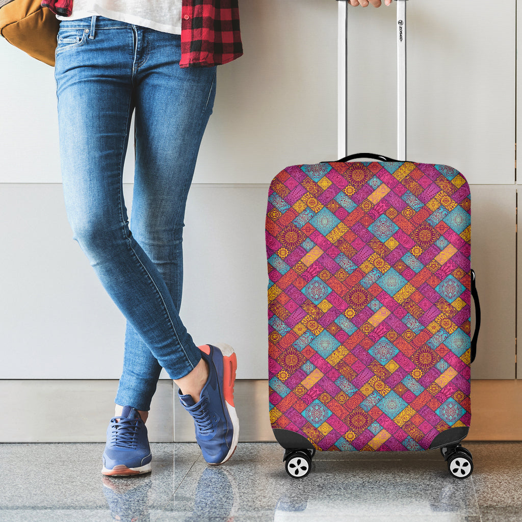 Indian Patchwork Pattern Print Luggage Cover