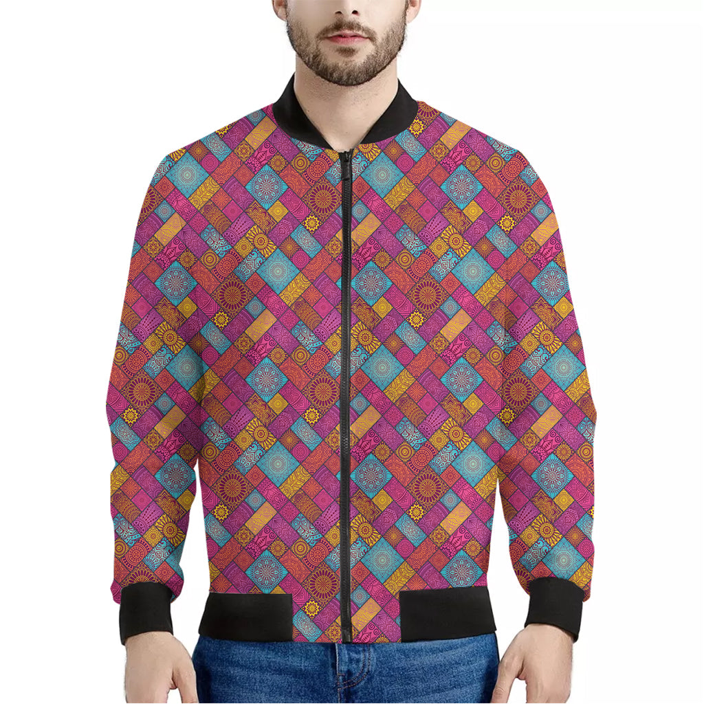 Indian Patchwork Pattern Print Men's Bomber Jacket