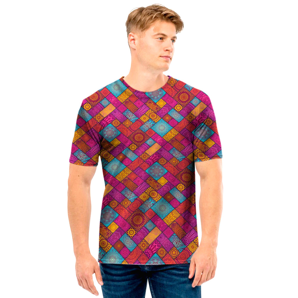 Indian Patchwork Pattern Print Men's T-Shirt