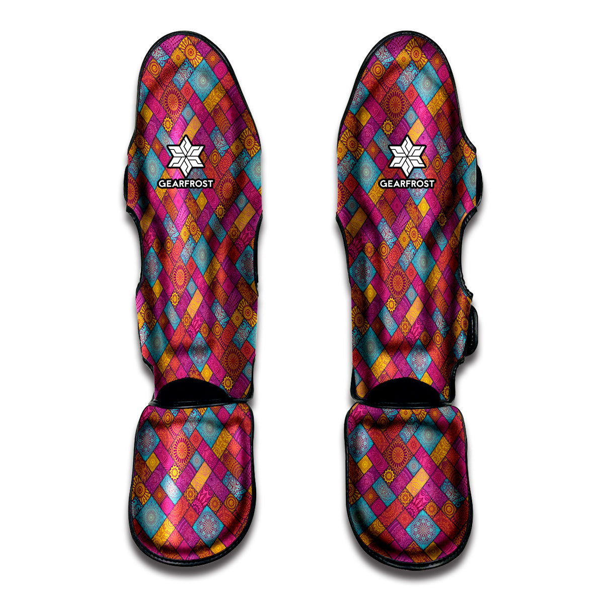 Indian Patchwork Pattern Print Muay Thai Shin Guards