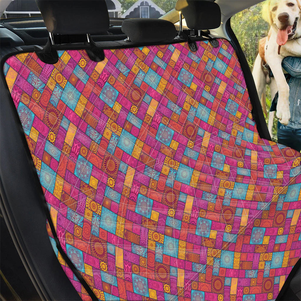 Indian Patchwork Pattern Print Pet Car Back Seat Cover