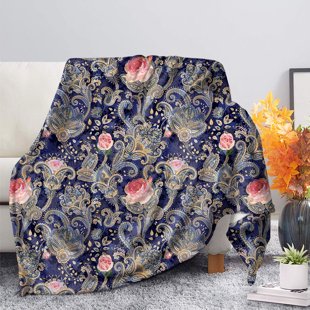 Indian Rose Paisley Pattern Print Blanket