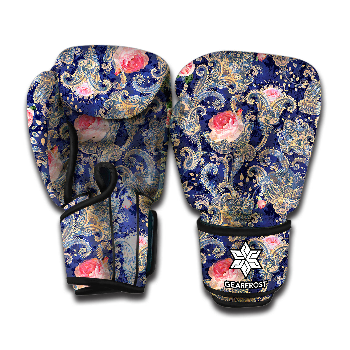 Indian Rose Paisley Pattern Print Boxing Gloves