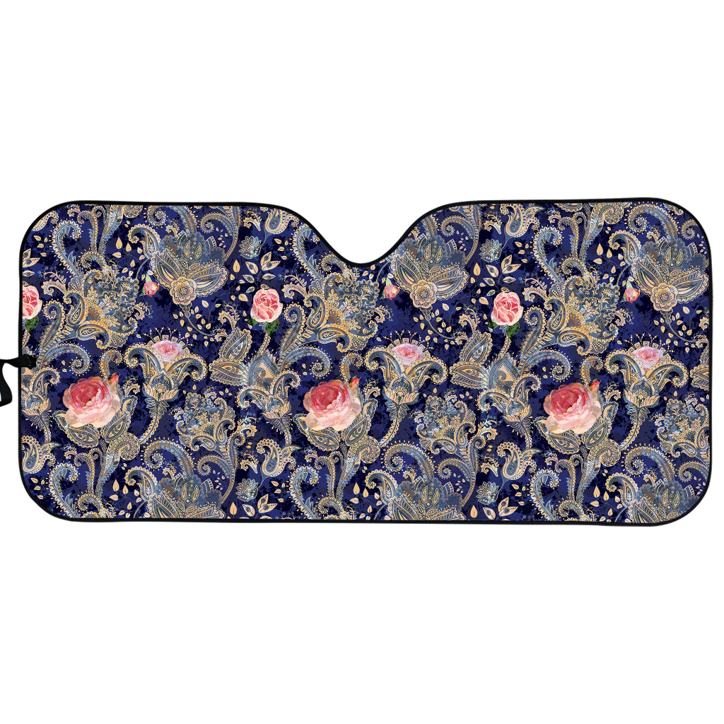 Indian Rose Paisley Pattern Print Car Sun Shade