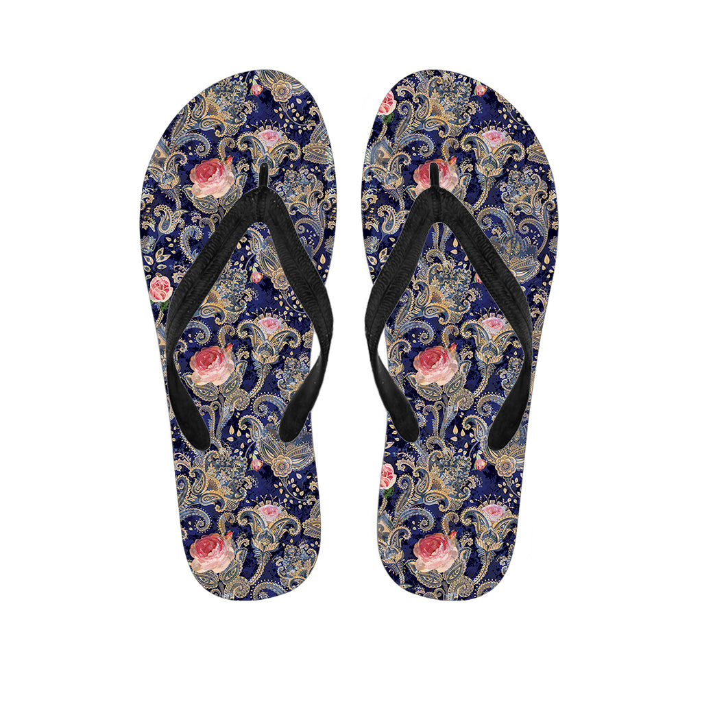 Indian Rose Paisley Pattern Print Flip Flops